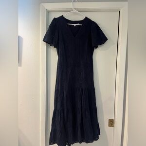 Navy dress with embroidery